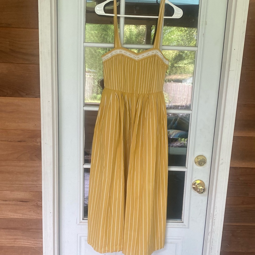 THE GREAT. Yellow Striped Midi Sundress - Picture 3 of 5